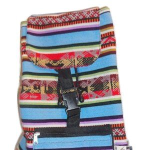 NWOT Peru Outdoor Picnic Colorful Wool Backpack Bag Light Blue